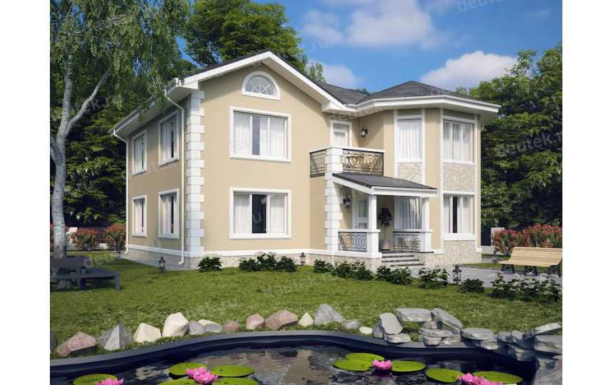 Проект двухэтажного дома из газобетона в европейском стиле DTE7