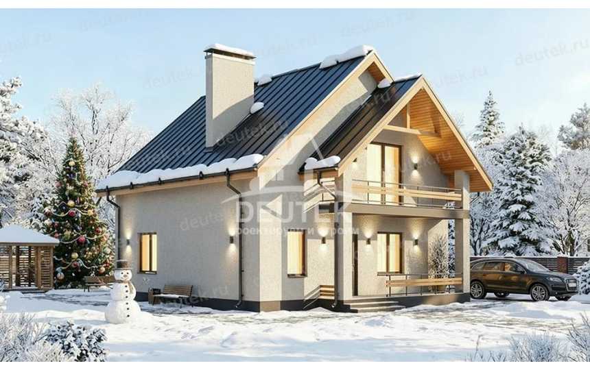 Проект квадратного двухэтажного дома с кабинетом - LK-441