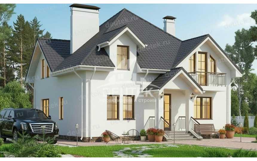 Проект квадратного двухэтажного дома с размерами 11 м на 11 м - LK-446