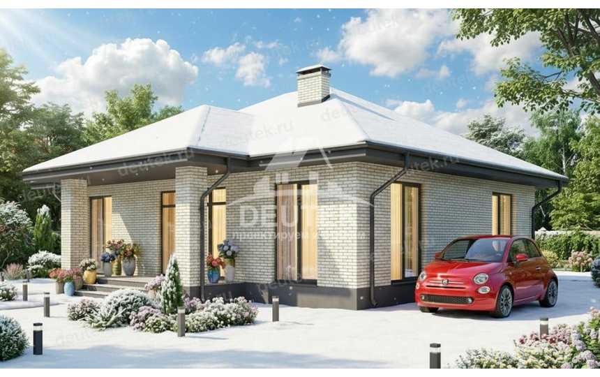 Проект одноэтажного дома 129,81 м² — 4 спальни, терраса и продуманная планировка - LK-579