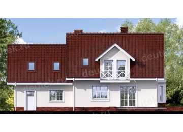 Проект узкого двухэтажного дома из керамоблоков с двухместным гаражом и эркером - LG-1 LG-1