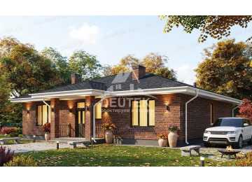 Проект квадратного одноэтажного дома с кабинетом - LK-380