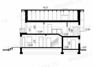Проект двухэтажного дома с жилой мансардой и гаражом  SM-4 SM-4