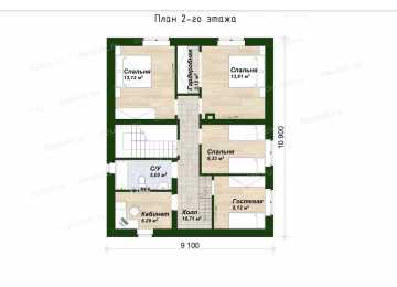 Проект индивидуального двухэтажного жилого дома - DTE118