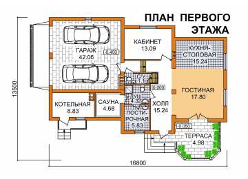 Проект двухэтажного дома с площадью до 250 кв м и двухместным гаражом KVR-18