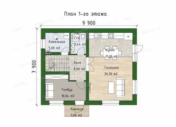 Проект дома в стиле хай тек с плоской крышей- DTE125