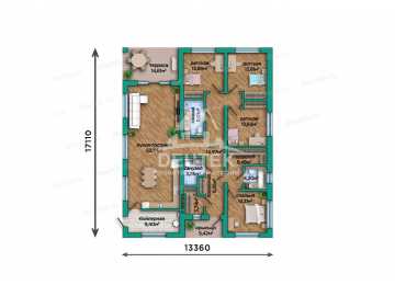 План одноэтажного дома 187 м² с террасой — уют для семьи из 4–5 человек - LK-537