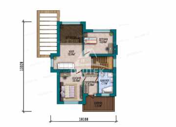 Проект двухэтажного дома 226 м² — 4 спальни, гараж на 2 авто и терраса - LK-570