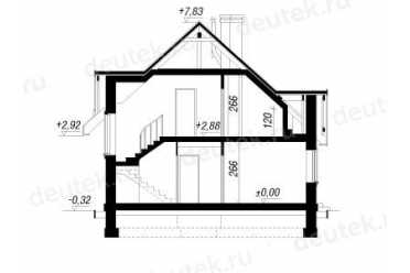 Проект европейского дома с мансардой и камином 9 на 11 метров DTA100192
