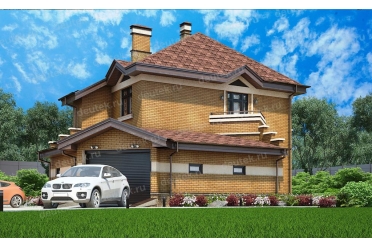 Проект дома 15 на 15 с гаражом и сауной DT0228